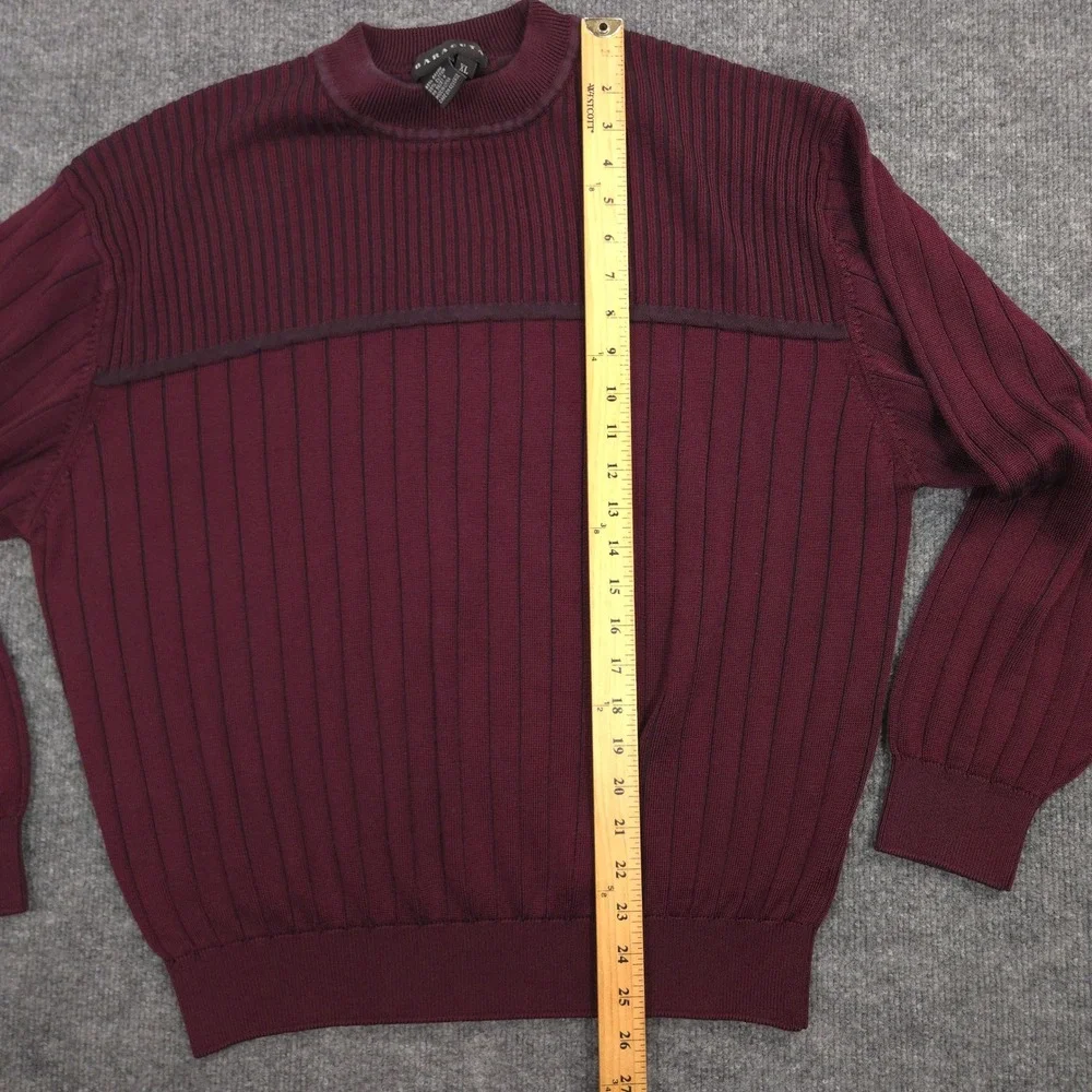 Baracuta Sweater Mens‎ XL Burgundy Textured 3D Lightweight Thin Retro Pullover